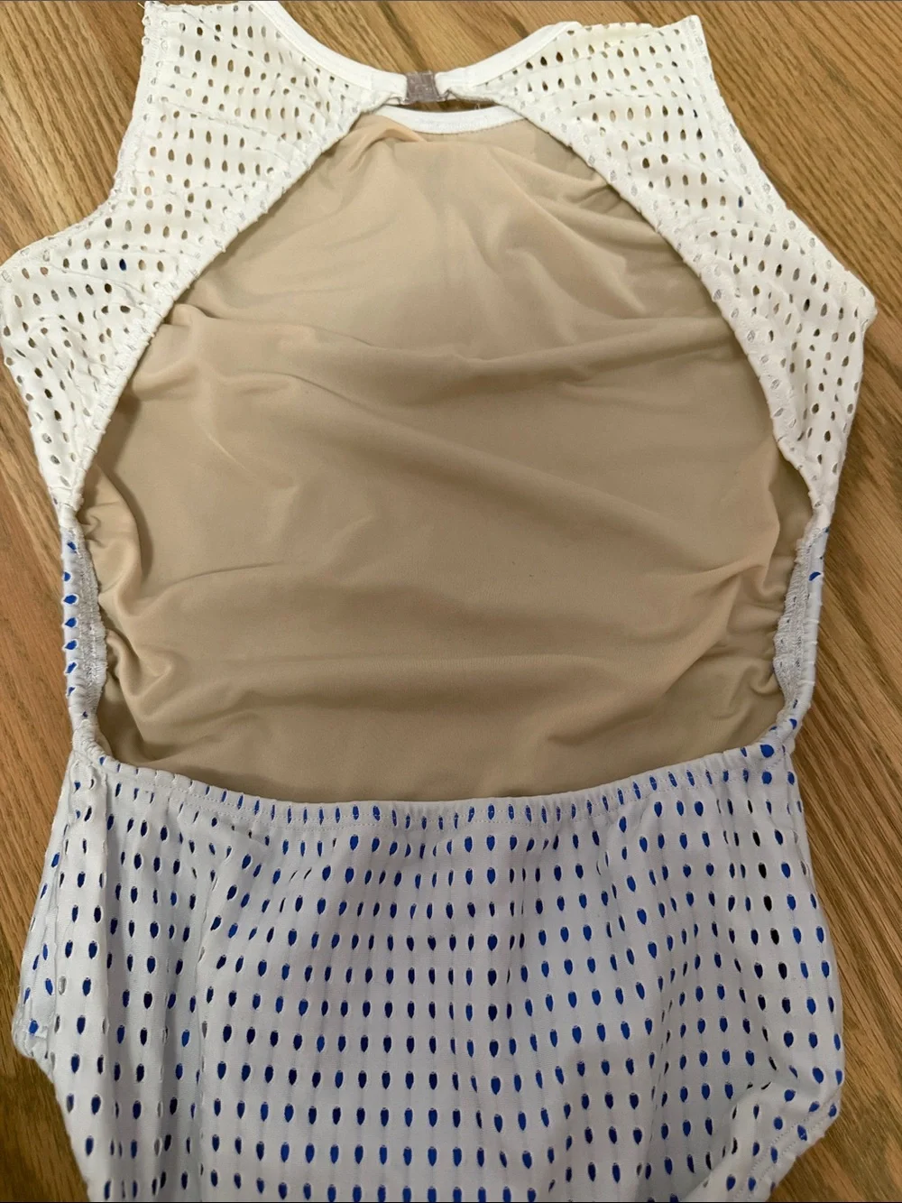Girls White & Royal blue Dance Leotard - Classic Sleeveless